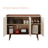 Buffet Aparador Lo Três Portas Com Pés de Madeira Retrô - Cinamomo / Off White - 5