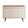 Buffet Aparador Lo Três Portas Com Pés de Madeira Retrô - Cinamomo / Off White - 3