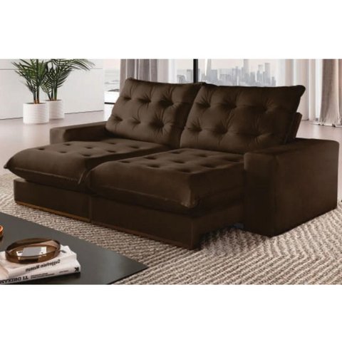 Sofá Retrátil e Reclinável Milão 2,30m com Super Pillow de 30cm com Molas Pocket - Movenzo Estofados