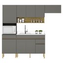 Ver imagem 1 de Armário de Cozinha Completa 120 com Balcão para Pia 9 Portas Madrid - Freijó/gris