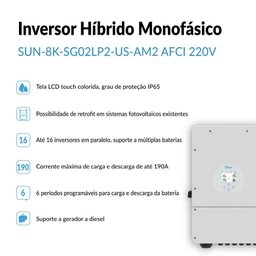 Inversor Hibrido 220v Deye 2mppt Bifasico 8kw Sun-8k-sg02lp2-us-am2 (127v/220v) Wifi Afci - 2