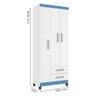 Guarda Roupa 3 Portas 2 Gavetas Branco Azul - 3