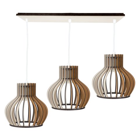 Luminaria Pendente Tripla Circus 15 E27 MDF Cq Desmontada:Branco