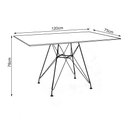 Ver imagem 5 de Conjunto de Mesa Eames Eiffel de Ferro Preto Tampo Branco 120x75 4 Cadeiras Ferro Preta Assento Bran