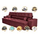 Ver imagem 3 de Sofá Retrátil e Reclinável 2.72M com Molas Cama Inbox Estilo Suede Velusoft Vinho