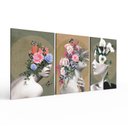 Ver imagem 2 de Kit 3 Quadros Retangulares - Mulheres Florais