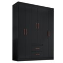 Ver imagem 2 de Guarda-roupa Solteiro Montevidéu 6 Portas 2 Gavetas Preto - Doripel Móveis