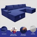 Ver imagem 3 de Sofá Evo 3,40m Molas Ensacadas com Apoio Chaise Lounge Esquerda Velourê Azul Cama Inbox