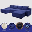 Ver imagem 2 de Sofá Evo 3,40m Molas Ensacadas com Apoio Chaise Lounge Esquerda Velourê Azul Cama Inbox