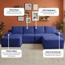 Ver imagem 4 de Sofá Evo 3,40m Molas Ensacadas com Apoio Chaise Lounge Esquerda Velourê Azul Cama Inbox