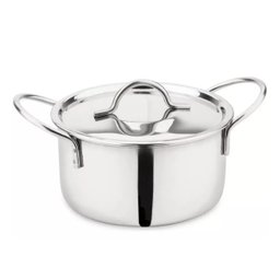 2 Mini Panela Caçarola em Inox Pequena com Tampa e Alça - 2