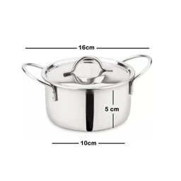 2 Mini Panela Caçarola em Inox Pequena com Tampa e Alça - 6