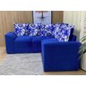 Sofá Canto Azul Floral 110/62 Belo - 4