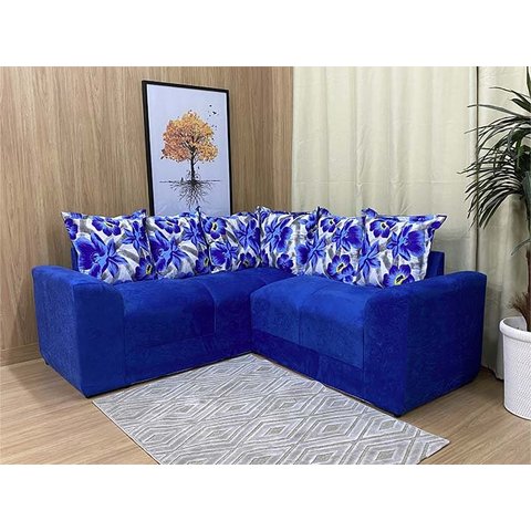 Sofá Canto Azul Floral 110/62 Belo
