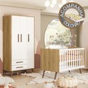Ver imagem 3 de Quarto de Bebê com Berço Americano 3820 e Roupeiro 3830 Qencanto Retrô Qmovi Freijó Branco Acet + Co