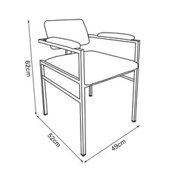 Kit 2 Cadeiras Industrial Ferrara com Braço Estofado em Linho Bege - 6 Kit 2 Cadeiras Industrial Ferrara com Braço Estofado em Linho Bege - 6
