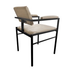 Kit 2 Cadeiras Industrial Ferrara com Braço Estofado em Linho Bege - 5 Kit 2 Cadeiras Industrial Ferrara com Braço Estofado em Linho Bege - 5