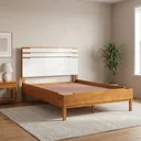 Ver imagem 1 de Cama de Casal em Madeira Maciça 195x146cm Marselha Yescasa Mel e Branco Marrom