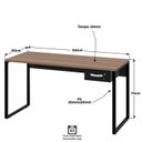 Ver imagem 4 de Mesa de Escritório Escrivaninha Industrial C/ Gav 1,50m - Nogal/preto