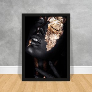 Quadro Rosto Pintado Madeira 50x70 Abstrato Decoração Luxo