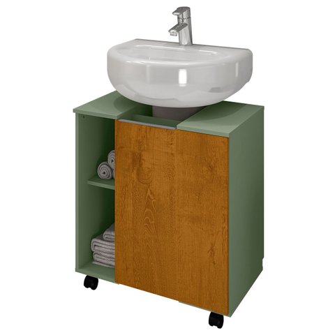 Gabinete Banheiro para Pia 1 Porta Pequin Pistache/naturalle - Bechara