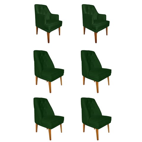 Kit 4 Cadeiras Paris + 2 Paris Retro Suede Verde Dominic Decor
