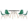 Mesa Redonda Eames 120 Cm Preto + 4 Cadeiras Eiffel Dsw Verde Escuro - 1