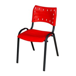 Kit 2 Cadeira Iso Tubo Oblongo Aço Industrial Empilhavel - Vermelho - 2