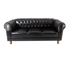 Sofá Chesterfield Duque Corano Preto 1.80 Sala Recepção Barbearia - 1