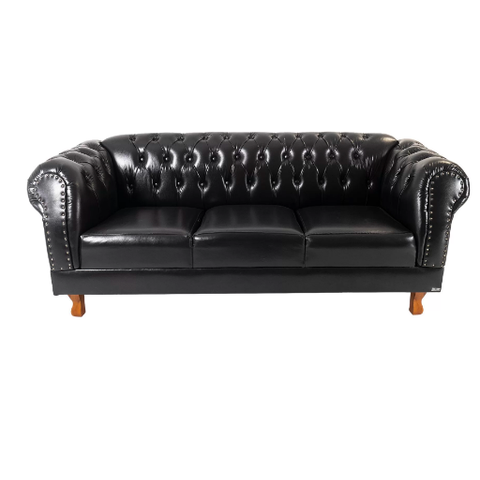 Sofá Chesterfield Duque Corano Preto 1.80 Sala Recepção Barbearia