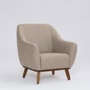 Ver imagem 1 de Poltrona Decorativa Pauline D07 Base Madeira Linho Mescla Bege - D’Rossi
