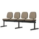 Ver imagem 4 de Cadeira Longarina 4 Lugares Recepção Sala de Espera Work F02 Sintético Bege Escuro - Lyam Decor