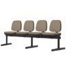 Cadeira Longarina 4 Lugares Recepção Sala de Espera Work F02 Sintético Bege Escuro - Lyam Decor - 4