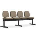 Ver imagem 1 de Cadeira Longarina 4 Lugares Recepção Sala de Espera Work F02 Sintético Bege Escuro - Lyam Decor