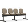 Cadeira Longarina 4 Lugares Recepção Sala de Espera Work F02 Sintético Bege Escuro - Lyam Decor - 1