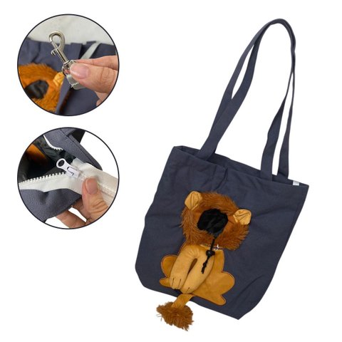 Bolsa Transporte Gato Cachorro Pet Animal Estimacao Estampa Leao Ombro Passeio Diversao Caminhada Ve