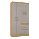Ver imagem 3 de Cômoda 867 4 Gavetas com Guarda Roupa Solteiro Milão 4 Portas Damasco Off White - Poquema