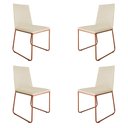 Ver imagem 1 de Kit 4 Cadeiras de Jantar Estofada Lille Base Bronze Veludo Bege - Montanaris Decor