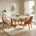 Ver imagem 4 de Mesa de Jantar 1,20m Evolution Robusto e Design Premium para 4 Lugares - Off-White