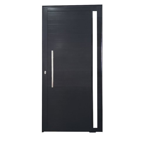 Porta Pivotante com Puxador e Vidro Alumínio Preto Linha Veneza:Esquerda/ 210 x 120