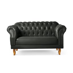 Sofá Duque Chesterfield 2 Lugares Couro Ecológico Preto 300 - 1
