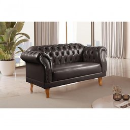 Sofá Duque Chesterfield 2 Lugares Couro Ecológico Preto 300 - 2