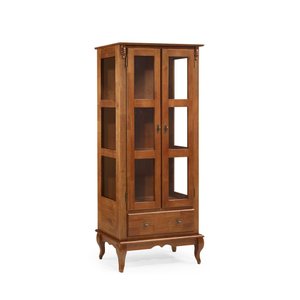 Cristaleira Madeira Maciça 2 Portas e Laterais em Vidro 1 Gaveta 60310 Linz Móveis