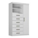 Ver imagem 6 de Guarda Roupa Casal Bélgica 2 Portas de Correr 6 Gavetas MDP com Espelho e Cômoda Branco Brilho