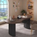 Ver imagem 1 de Escrivaninha Mesa Escritório Diretor Organic com 2 Gavetas 200cm Charuto e Preto Artany