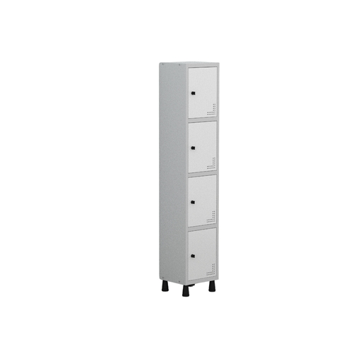 Armário Locker Guarda Volume Aço Light 4 Portas 34,5x179,5cm Verde/Cinza