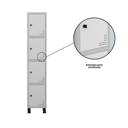 Armário Locker Guarda Volume Aço Light 4 portas 34,5x179,5cm - 8