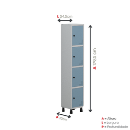 Armário Locker Guarda Volume Aço Light 4 portas 34,5x179,5cm - 5