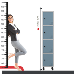 Armário Locker Guarda Volume Aço Light 4 portas 34,5x179,5cm - 6