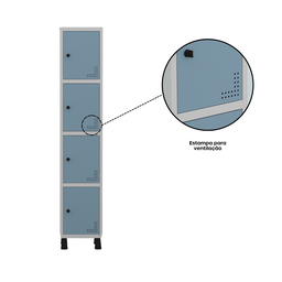 Armário Locker Guarda Volume Aço Light 4 portas 34,5x179,5cm - 8